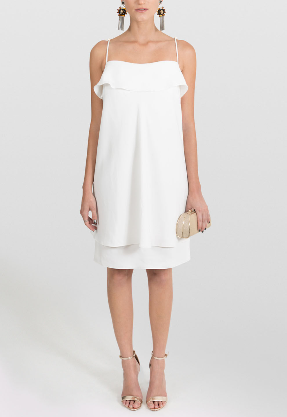 Vestido Célia Curto Mixed - Branco