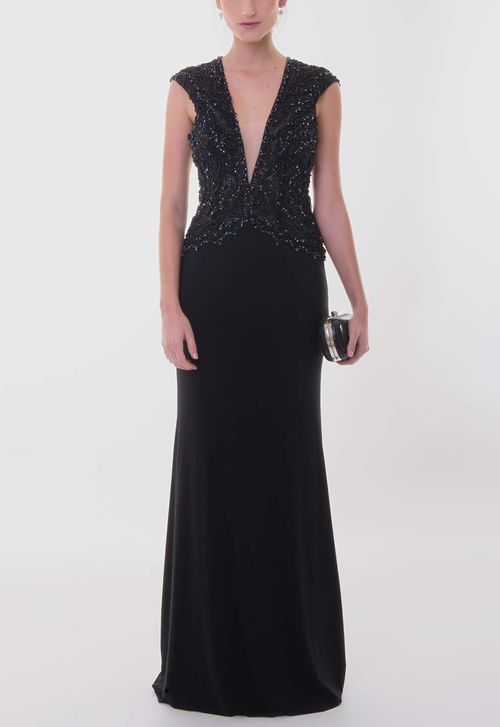 Vestido Serena longo Powerlook - preto