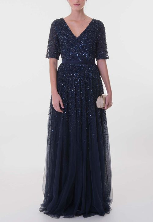 Vestido Sky longo Adrianna Papell - azul