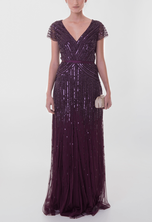 Vestido Gio longo Adrianna Papell - púrpura
