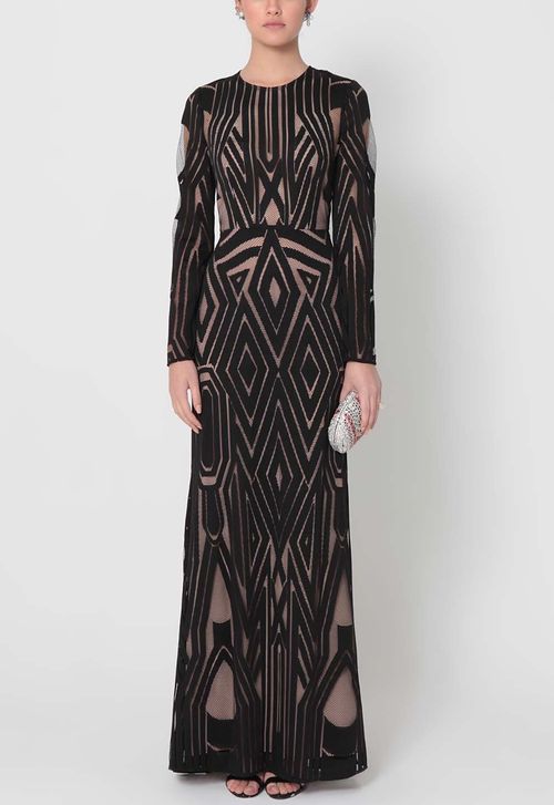 Vestido Carey longo BCBG Max Azria - preto