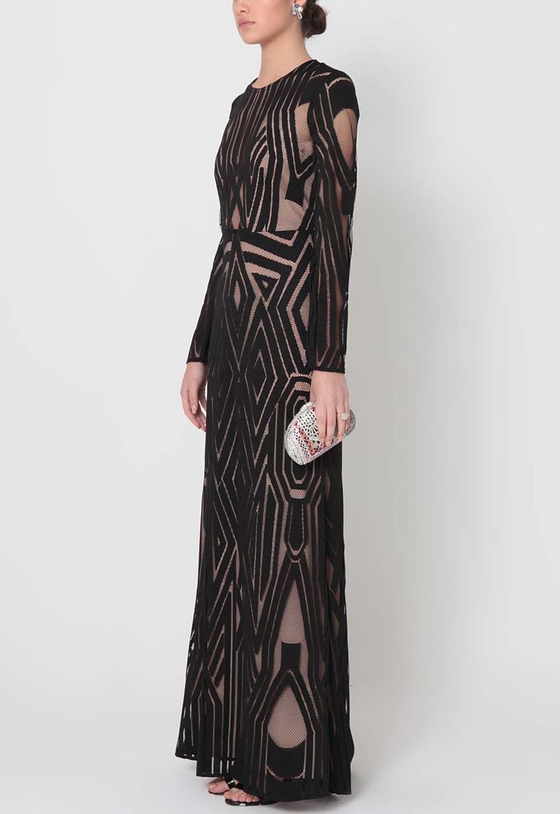 vestido-carey-longo-de-manga-comprida-com-brocado-geometrico-bcbg-maxazria-preto