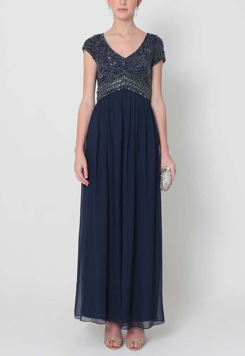 Vestido Prince longo Adrianna Papell - azul marinho