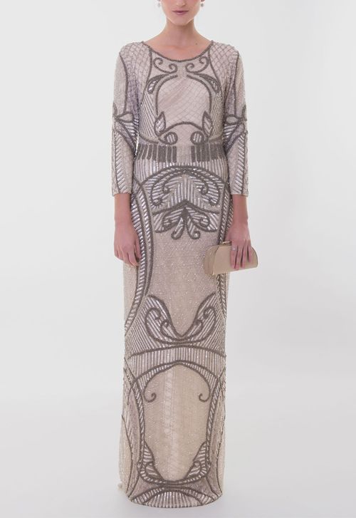 Vestido Clementine longo Powerlook - nude