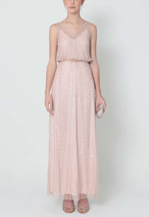 Vestido Linda longo Adrianna Papell - rosa
