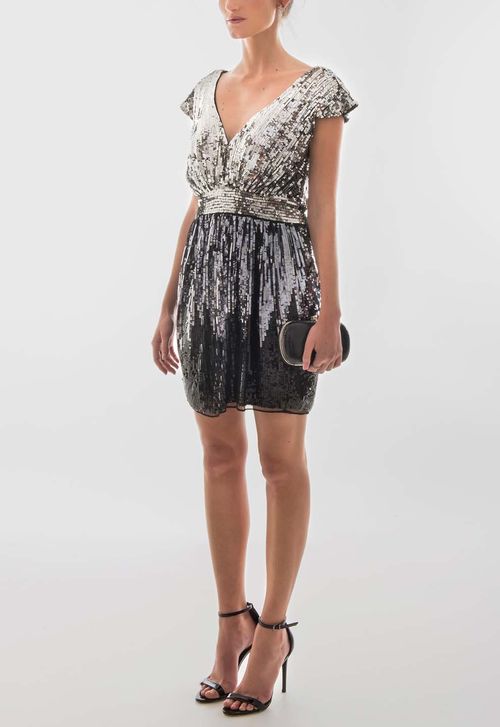 Vestido Augusta curto Powerlook - prata