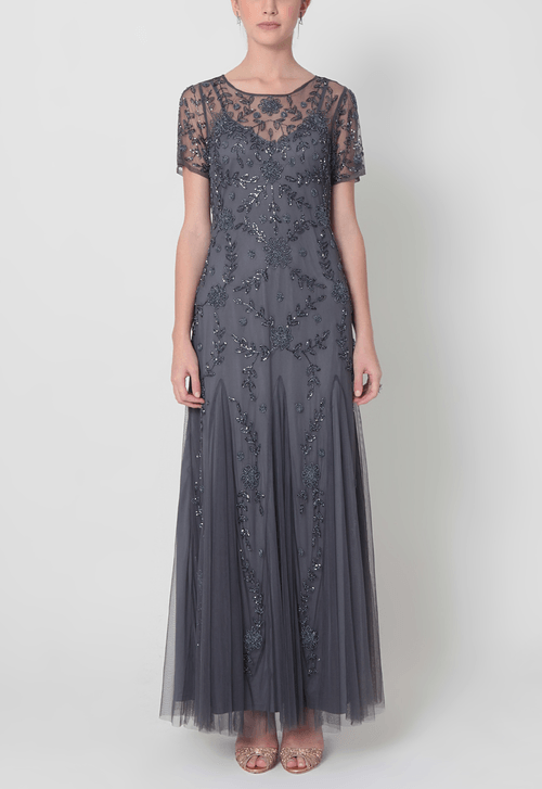 Vestido Grey longo Adrianna Papell - cinza grafite