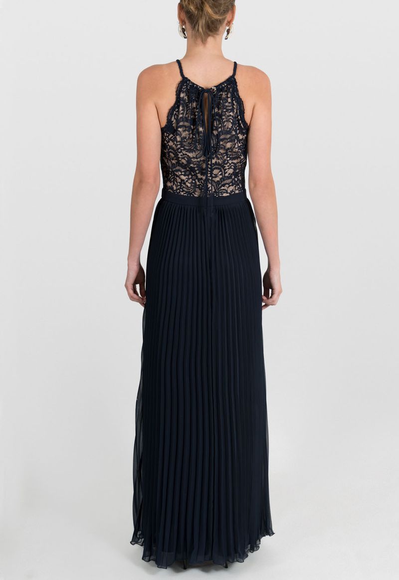 vestido-georgete-longo-plissado-powerlook-azul