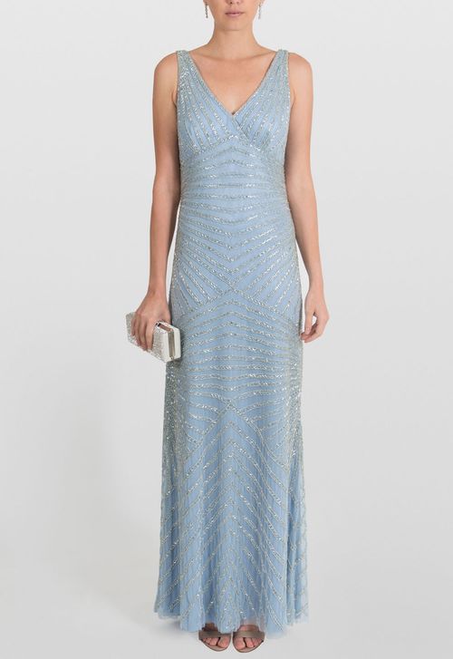 Vestido Jesebel longo Adrianna Papell - azul