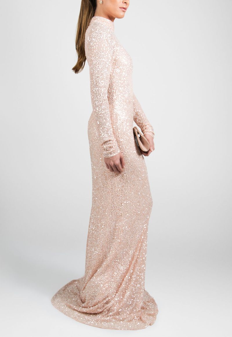 vestido-rose-longo-de-manga-comprida-com-cauda-powerlook-rosa