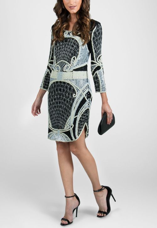 Vestido Nora curto Powerlook - preto e branco
