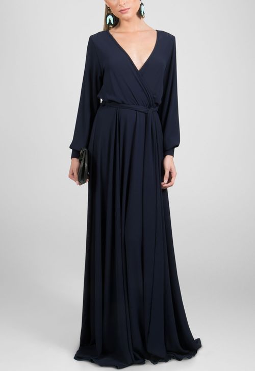 Vestido Nadine longo Powerlook - azul marinho