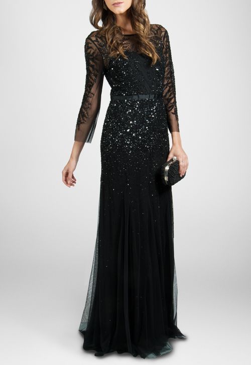 Vestido Pilar longo Adrianna Papell - preto