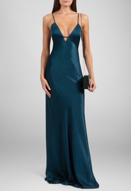 Vestido Florida longo Powerlook - azul petróleo
