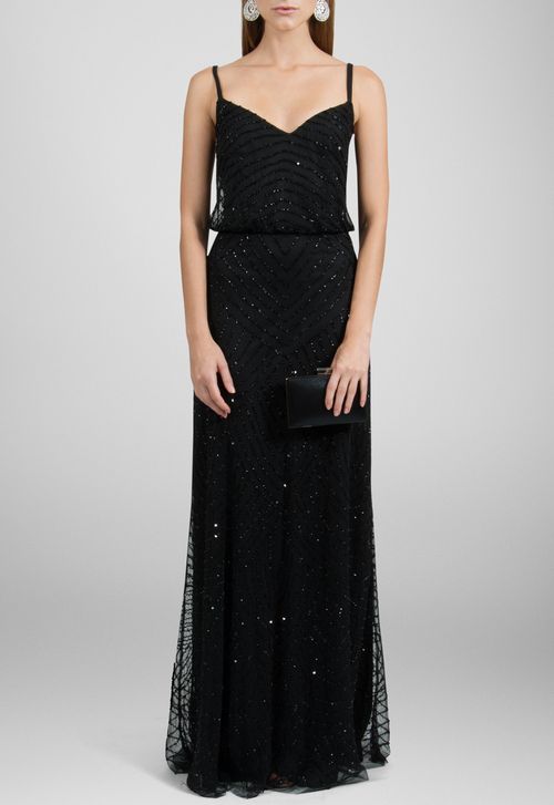 Vestido Desiree longo Adrianna Papell - preto