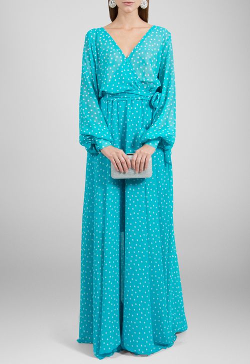 Vestido Rita longo Powerlook - estampado azul tiffany