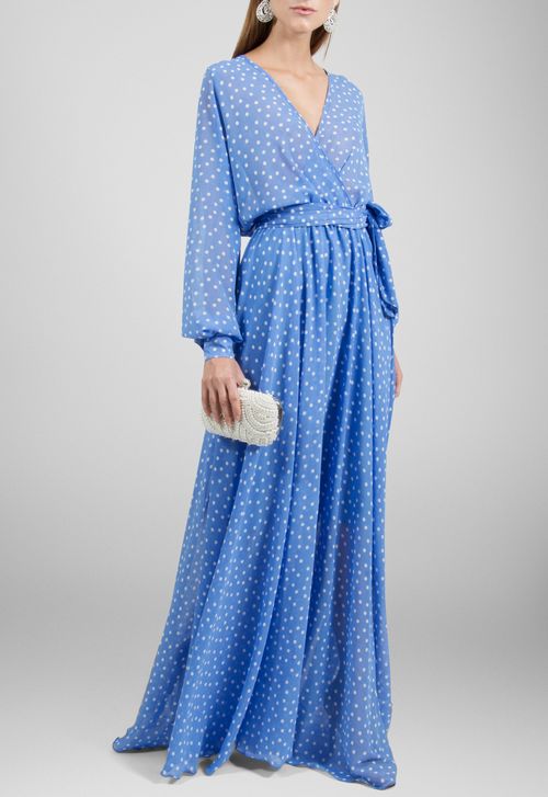 Vestido Rita longo Powerlook - estampado celeste