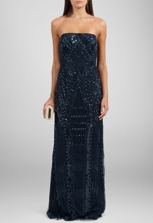 Vestido Rubi longo Adrianna Papell - azul marinho
