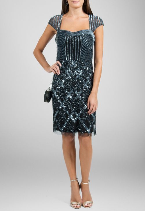 Vestido Josi curto Adrianna Papell - cinza