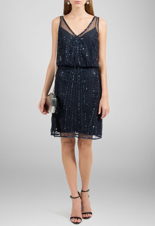 Vestido Maria curto Adrianna Papell - azul marinho