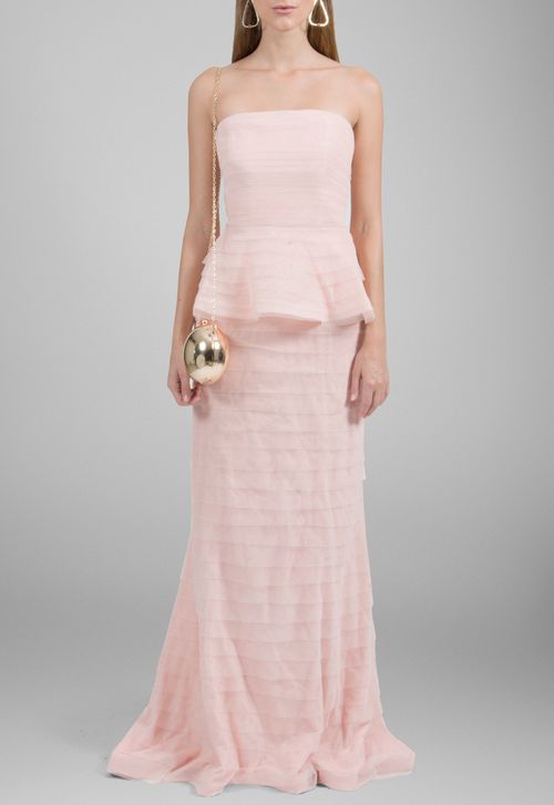 Vestido Camélia longo Adrianna Papell - rosa