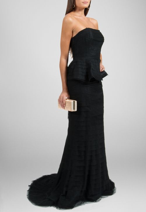 Vestido Camélia longo Adrianna Papell - preto (disponível apenas na loja Niterói)