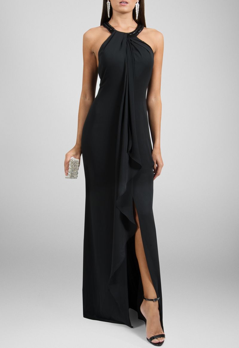 vestido-ticy-longo-com-decote-trapezio-e-fenda-calvin-klein-preto