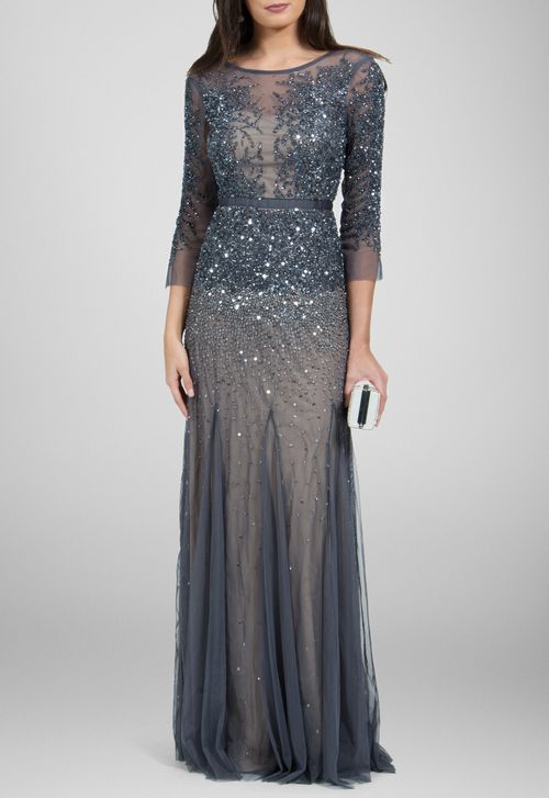 Vestido Agnes longo Adrianna Papell - cinza
