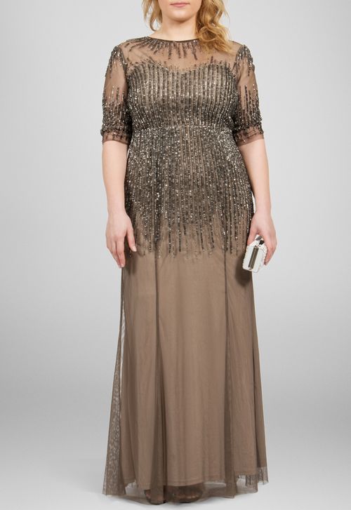 Vestido Iolanda longo Adrianna Papell - café