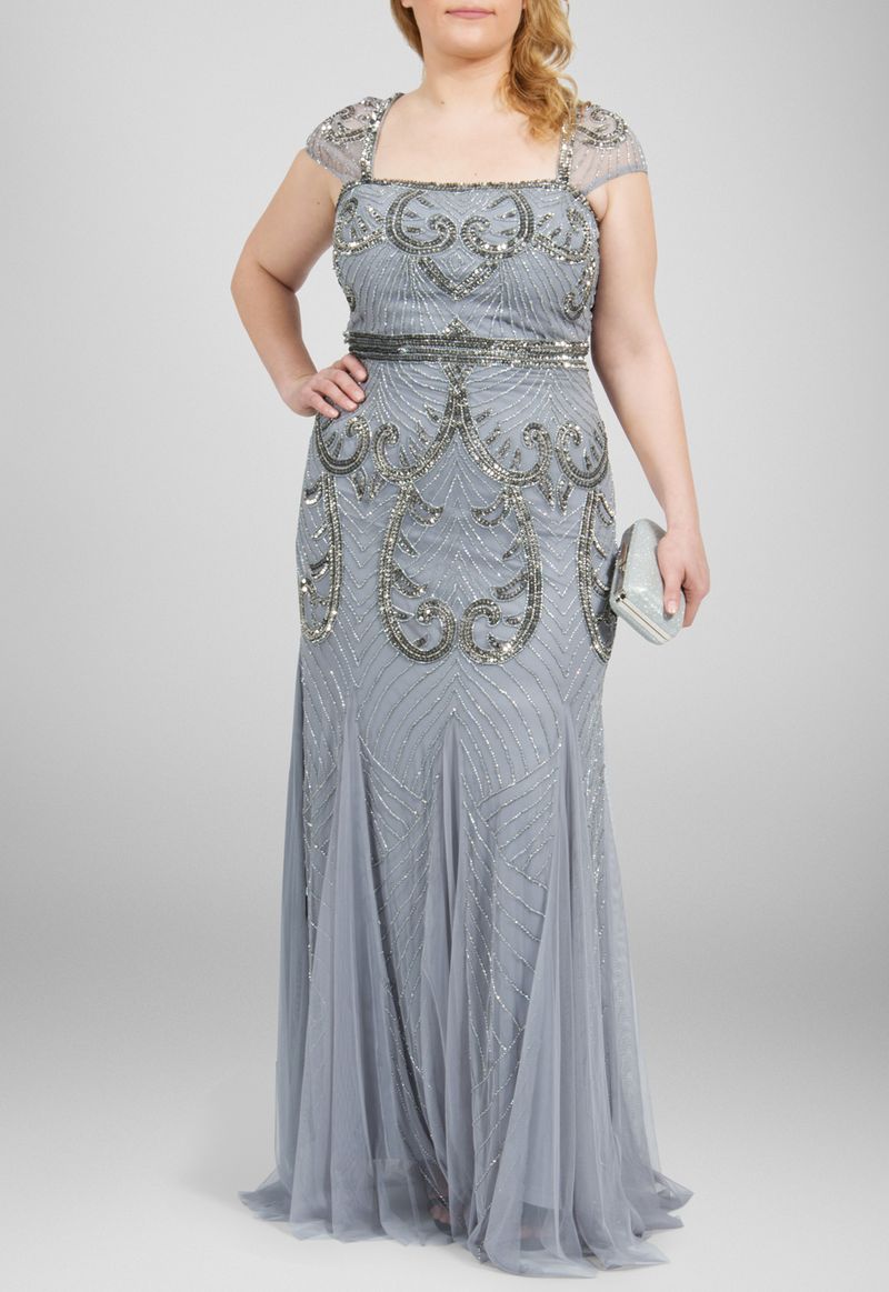 vestido-lilian-longo-bordado-com-manga-japonesa-adrianna-papell-cinza
