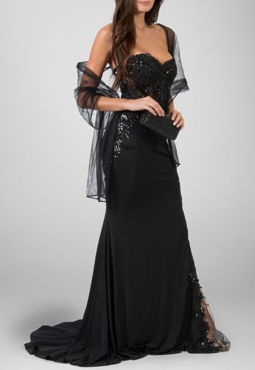 Vestido Shantal longo Powerlook - preto