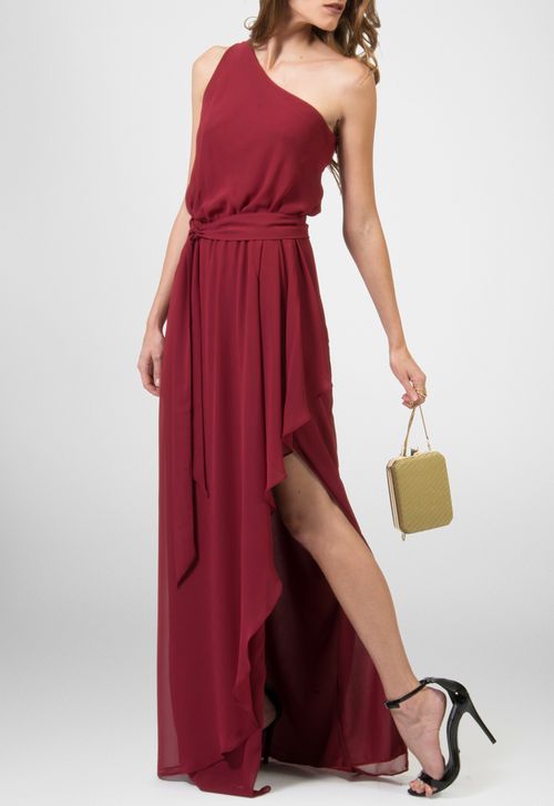 Vestido Lana longo Powerlook - vermelho marsala