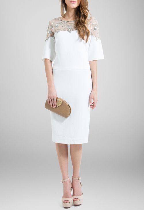 Vestido Coralina midi Mixed - branco
