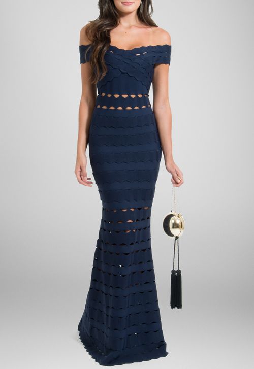 Vestido Batik longo Powerlook - azul marinho