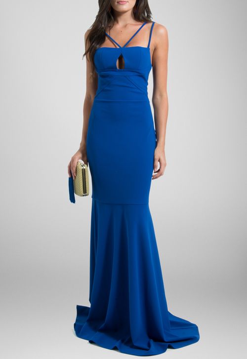 Vestido Romenia longo Unity Seven - azul royal