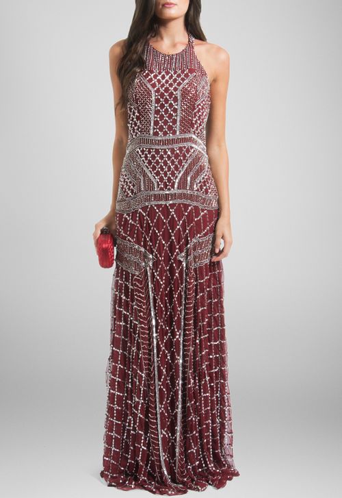 Vestido Clarice longo Powerlook - vermelho marsala