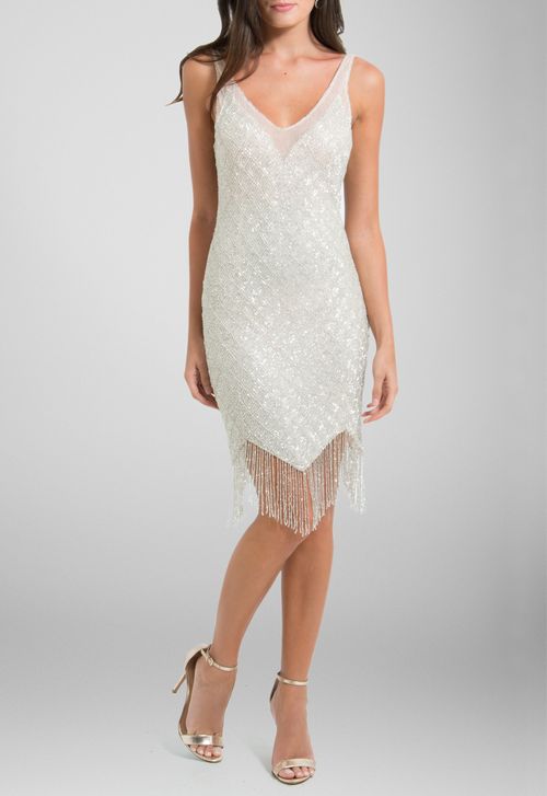 Vestido Bailarina curto Powerlook - off white