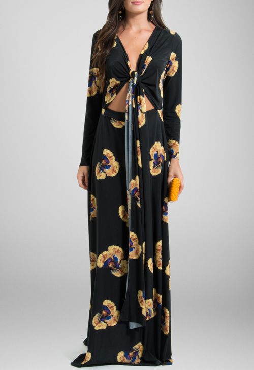 Vestido Glicínia longo Powerlook - estampado