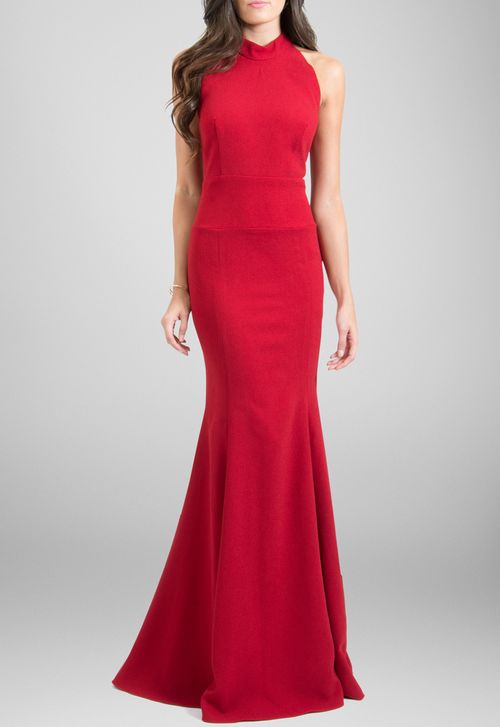 Vestido Gueixa longo Marcelo Quadros - vermelho cereja