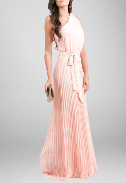 Vestido Lita longo Powerlook - rosa salmão