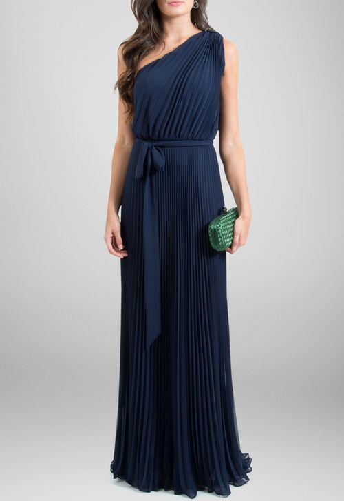 Vestido Lita longo Powerlook - azul marinho