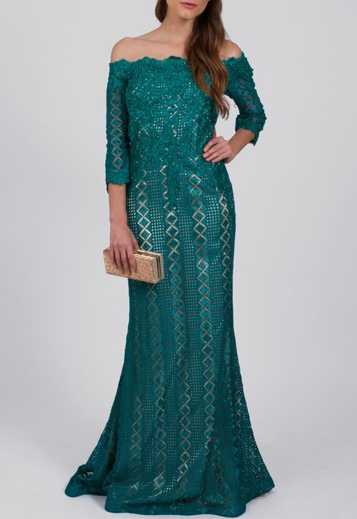 Vestido Trinita longo Powerlook - verde