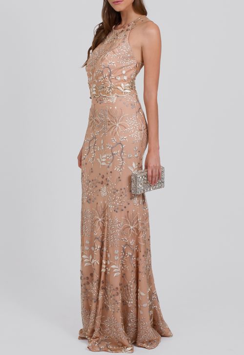 Vestido Pinel longo Powerlook - nude