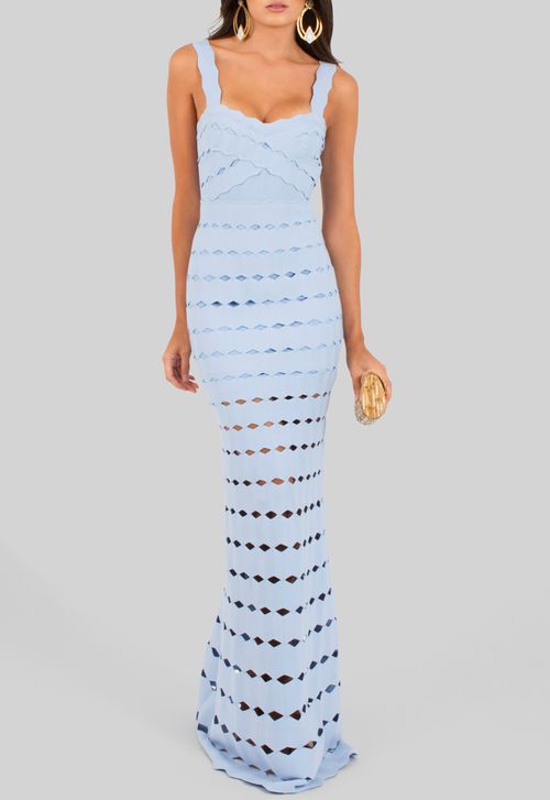 Vestido Cibele longo Powerlook - azul
