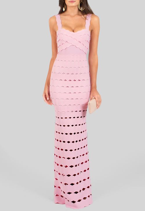 Vestido Cibele longo Powerlook - rosa