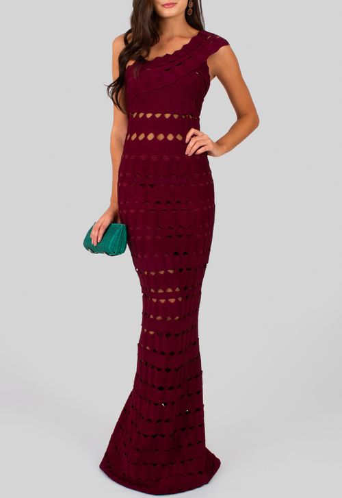 Vestido Novara longo Powerlook - vermelho marsala