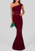 Vestido bandagem longo store marsala