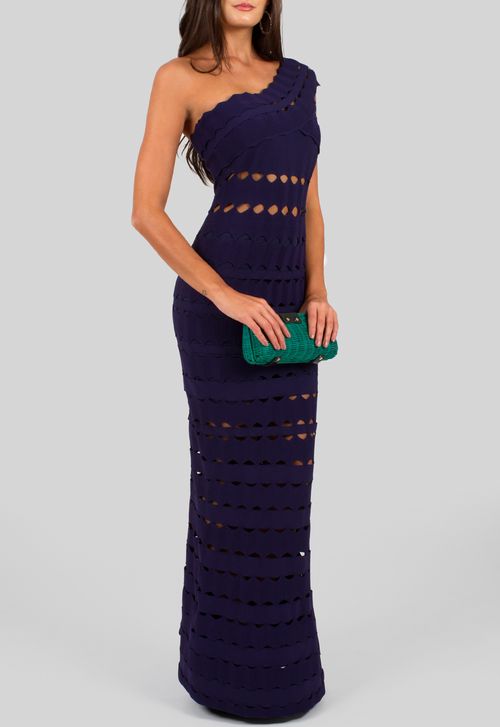 Vestido Novara longo Powerlook - azul marinho