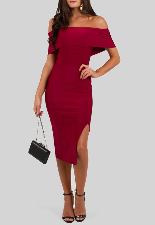 Vestido Ava curto Powerlook - vermelho marsala