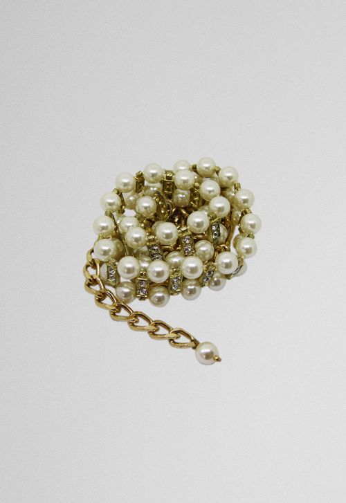 Cinto corrente pérolas dupla Powerlook - dourado